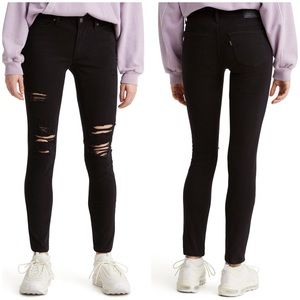 Levi’s 711 Distressed Black Skinny Jeans